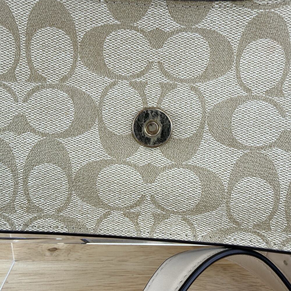 COACH MORGAN SHOULDER BAG IN BLOCKED SIGNATURE CANVAS CH506 Light Khaki Brown - Picture 6 of 10